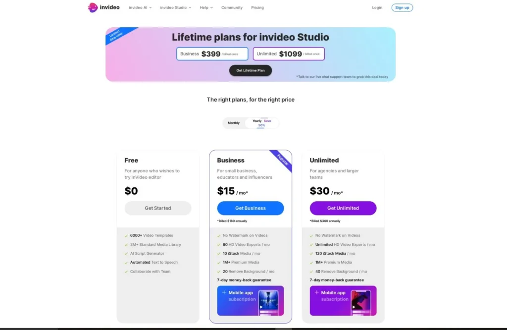 invideo-pricing