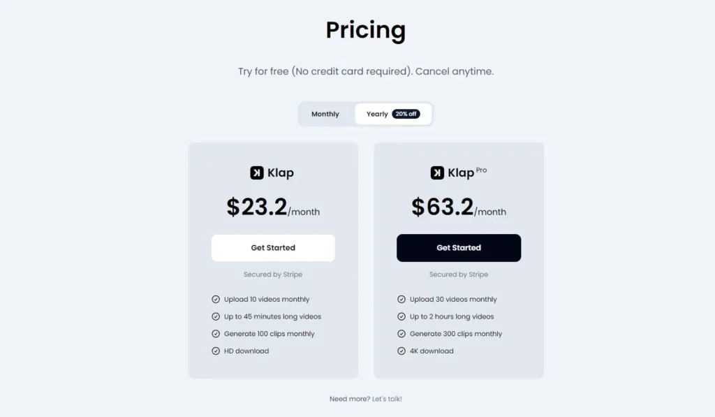 klap pricing