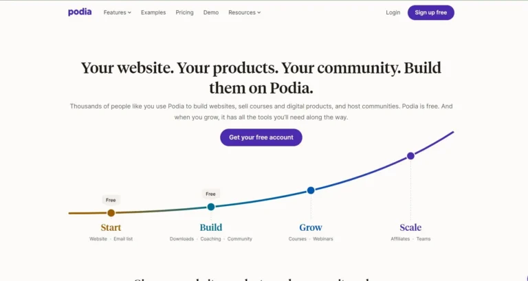 podia homepage